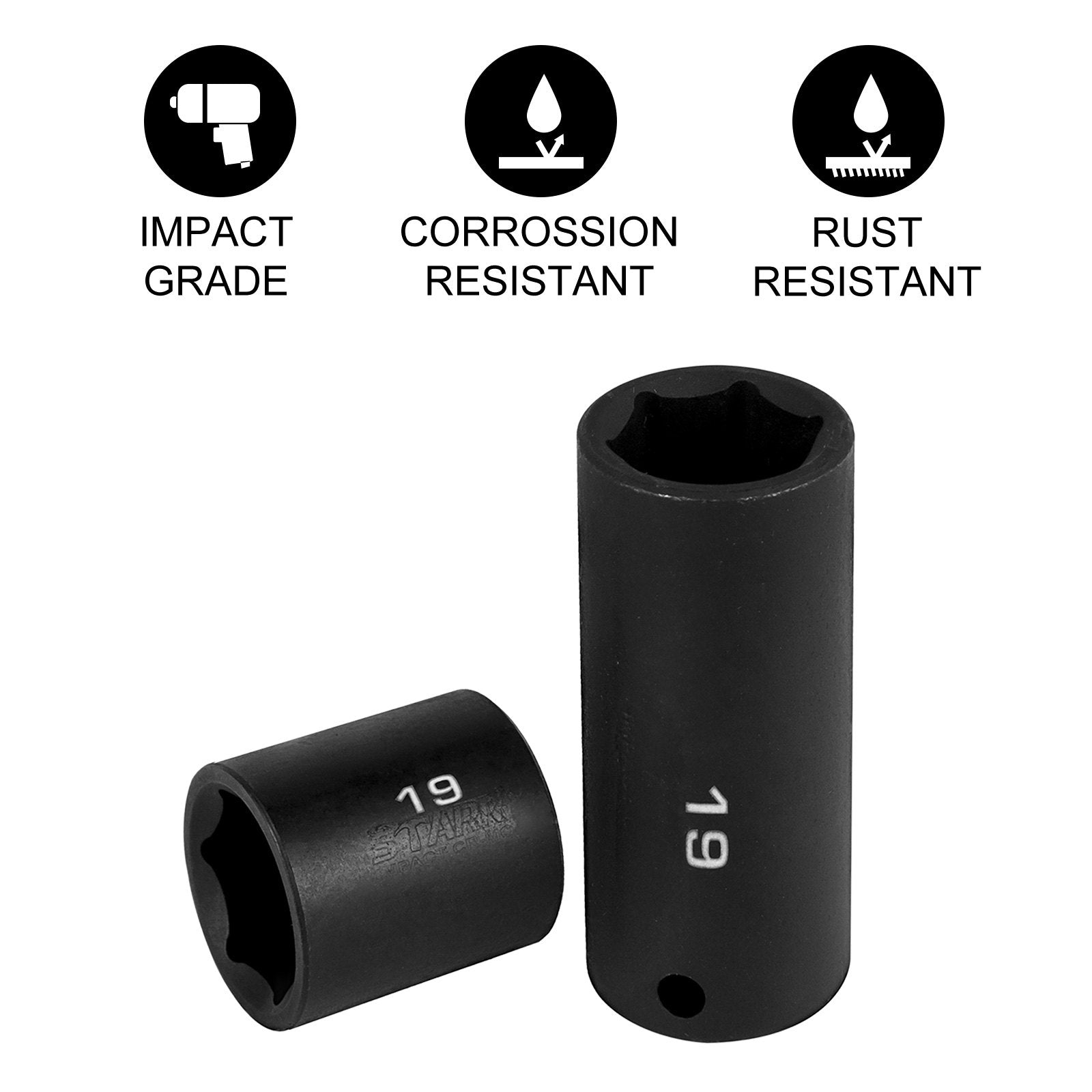 VEVOR Impact Socket Set 3/8 Inches 26 Piece Impact Sockets, Deep / Standard Socket, 6-Point Sockets, Rugged Construction, Cr-V Socket Set Impact Metric 7mm -19mm, with a Storage Cage 