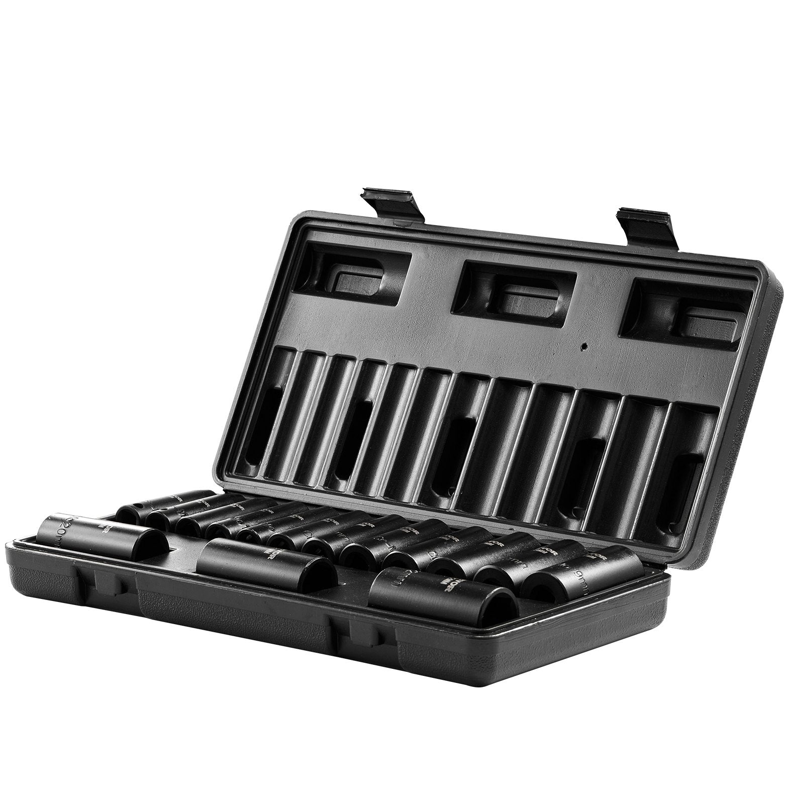 VEVOR Impact Sockets Set 15pcs 6-Point 3/8in Drive Bit Ratchet Tool Kit Case 