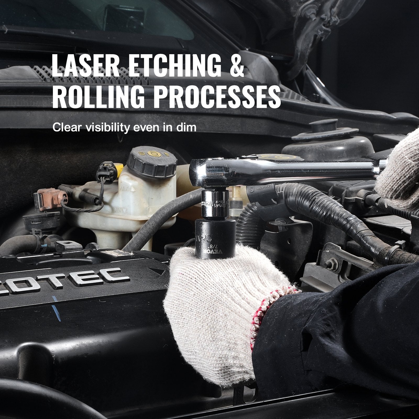 VEVOR Impact Sockets Set 12pcs 6-Point 3/8in Drive Bit Ratchet Tool Kit Case 