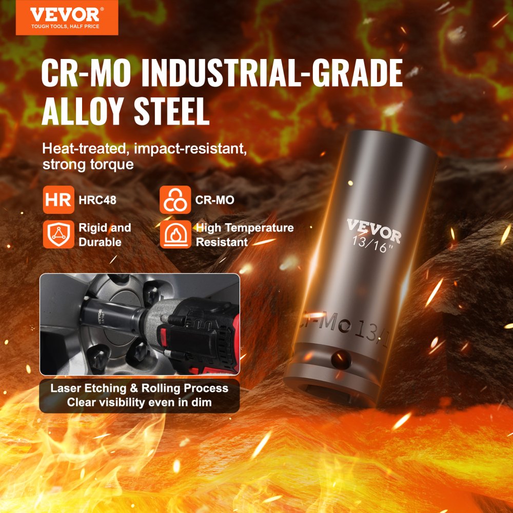 VEVOR Impact Sockets Set 130PCS 6-Point 3/8" & 1/2" Drive Bit Ratchet Tool Kit 