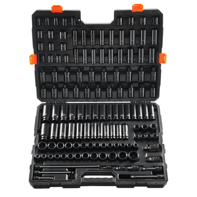VEVOR Impact Sockets Set 130PCS 6-Point 3/8" & 1/2" Drive Bit Ratchet Tool Kit 