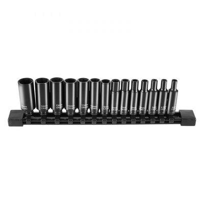 VEVOR Impact Sockets Set 14PCS 6-Point 1/4" Deep Socket Set Metric 4-15mm Cr-Mo 