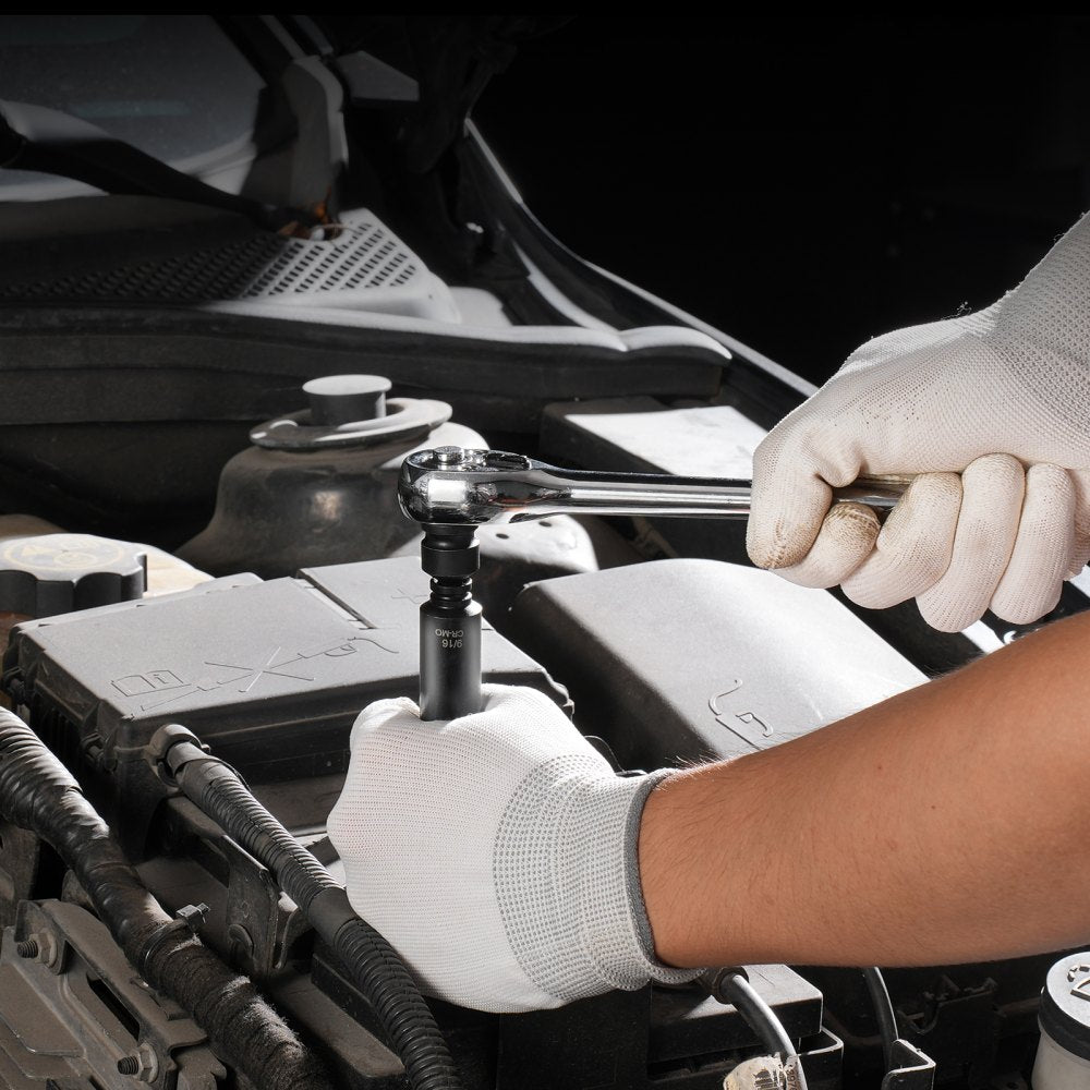 VEVOR Impact Sockets Set 48pcs 6-Point 1/4" Drive Bit Ratchet Tool Kit Case 