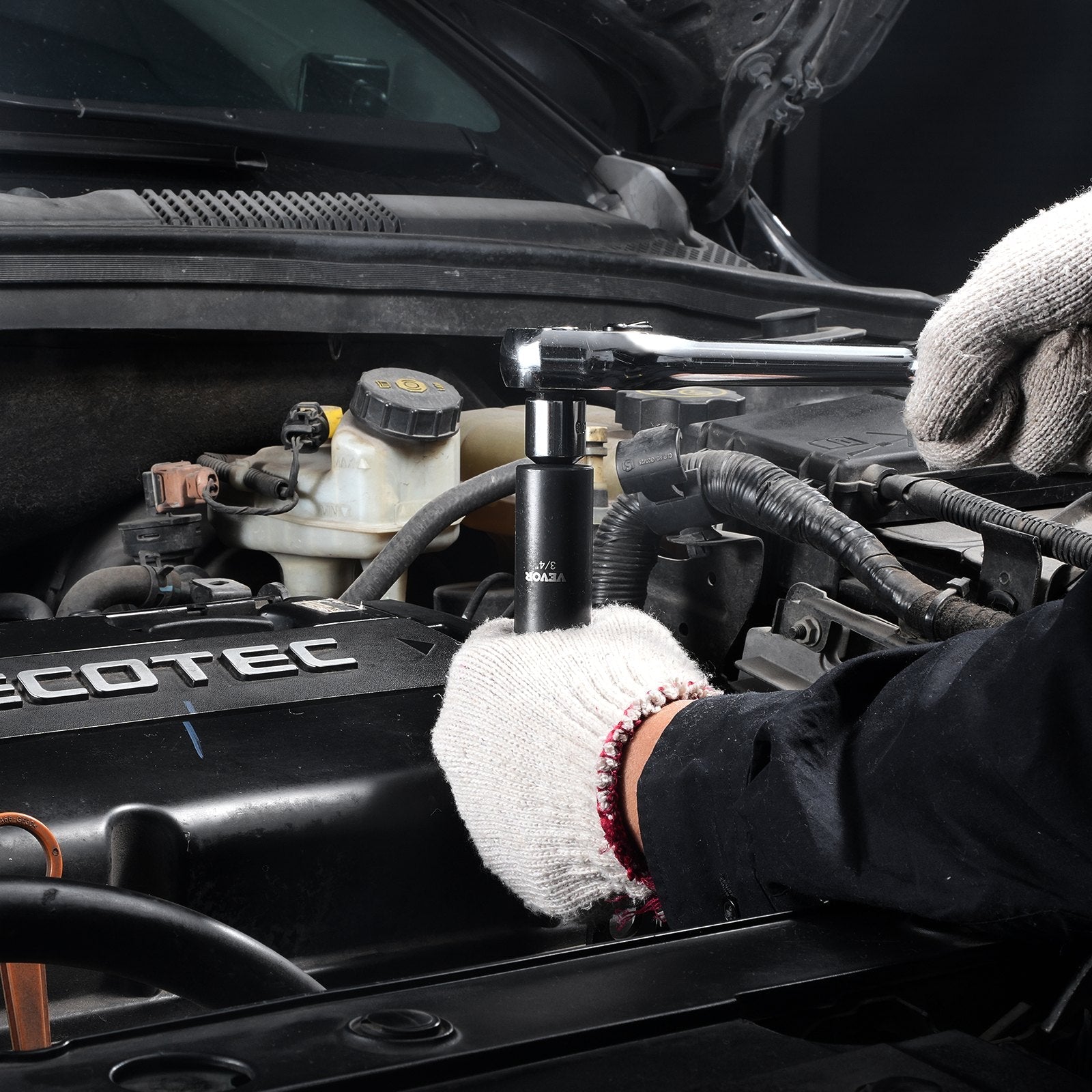 VEVOR Impact Sockets Set 59pcs 6-Point 3/8" & 1/2" Drive Bit Ratchet Tool Kit 