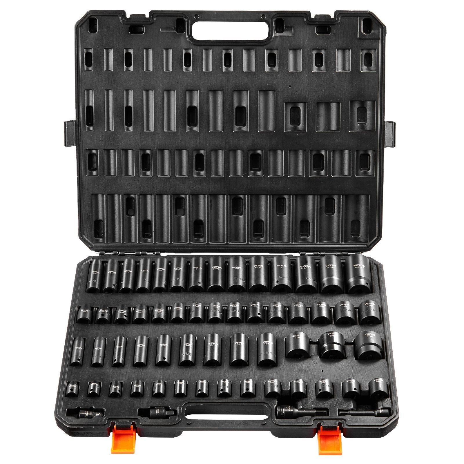VEVOR Impact Sockets Set 59pcs 6-Point 3/8" & 1/2" Drive Bit Ratchet Tool Kit 