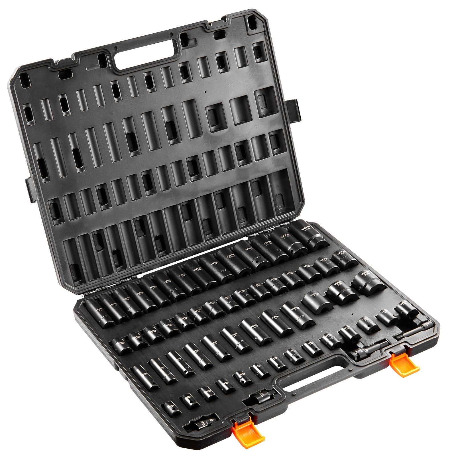 VEVOR Impact Sockets Set 59pcs 6-Point 3/8" & 1/2" Drive Bit Ratchet Tool Kit 