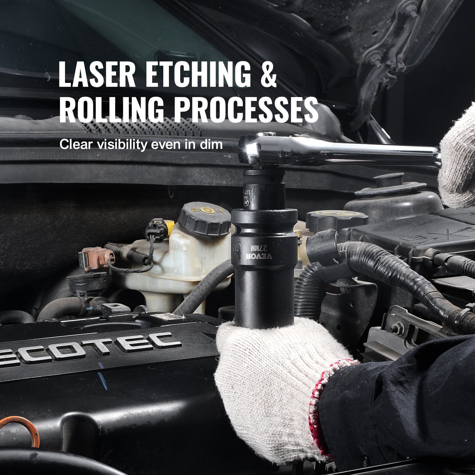 VEVOR Impact Sockets Set 8pcs 6-Point 1" Drive Bit Ratchet Tool Kit Case 