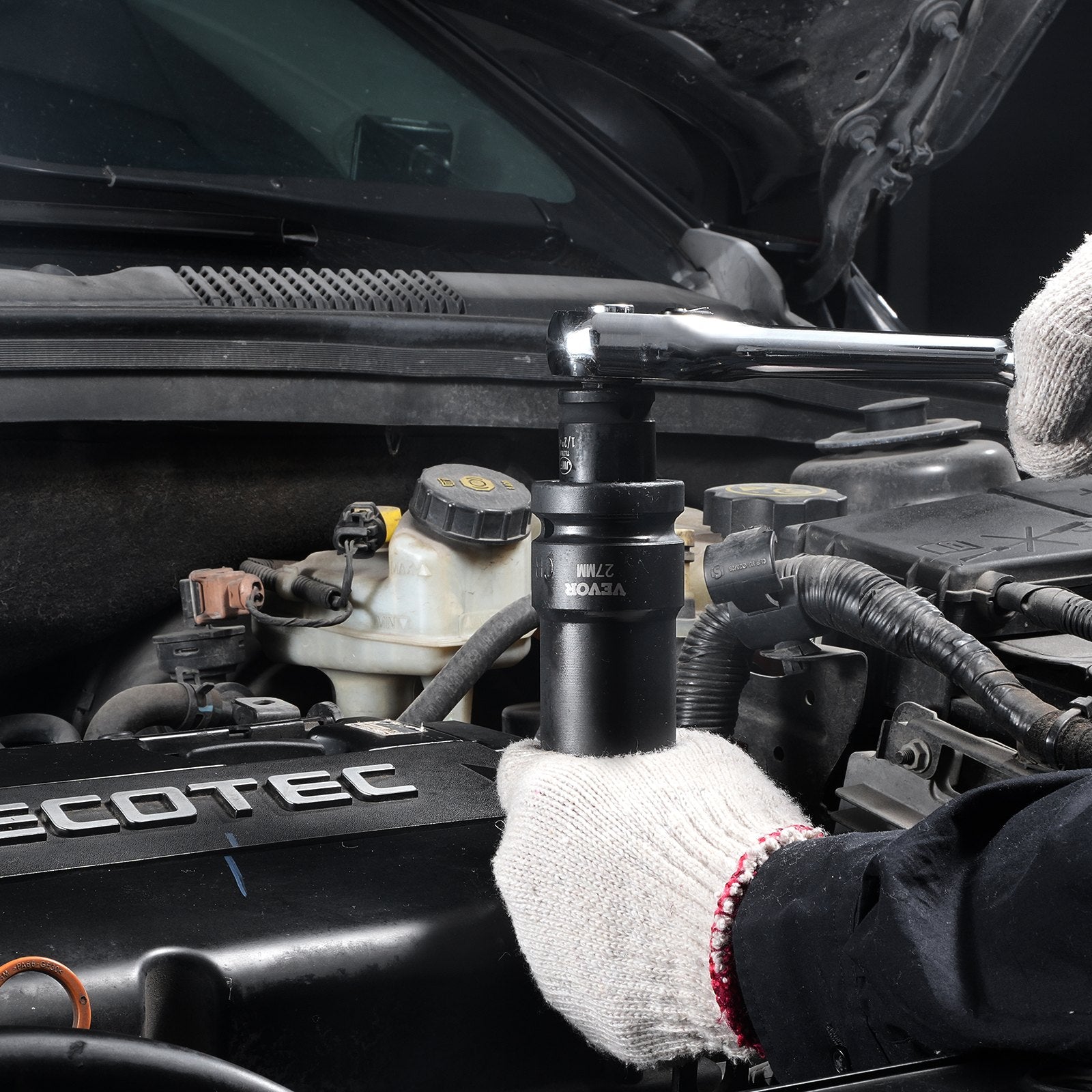 VEVOR Impact Sockets Set 8pcs 6-Point 1" Drive Bit Ratchet Tool Kit Case 