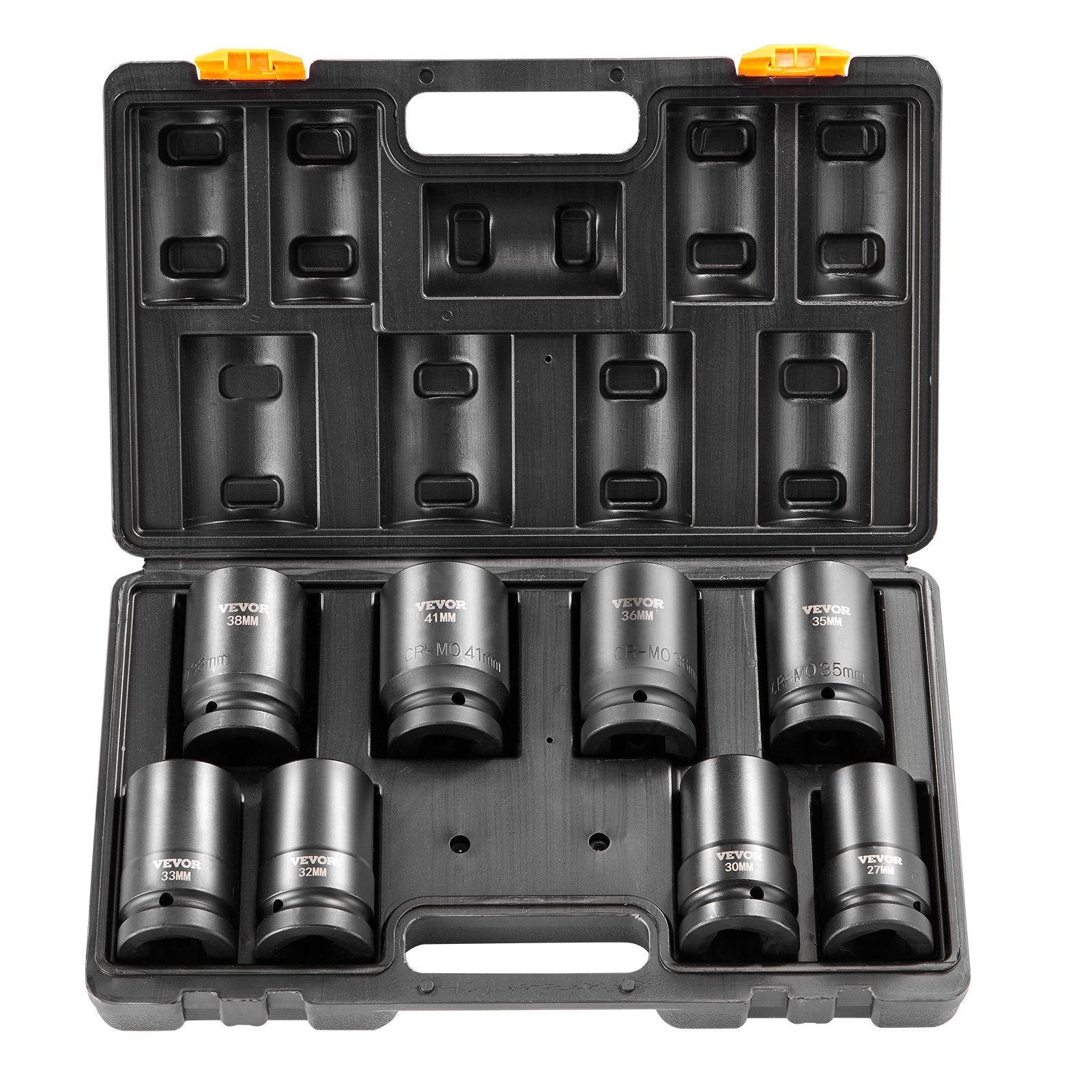 VEVOR Impact Sockets Set 8pcs 6-Point 1" Drive Bit Ratchet Tool Kit Case 