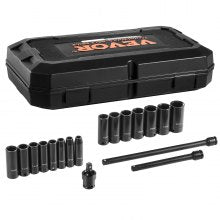 VEVOR 360 Degree Swivel Impact Sockets Set 14pcs 6-Point 3/8in Drive Socket Set 