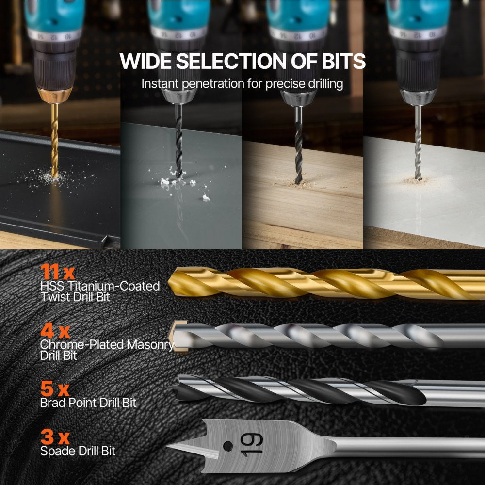 VEVOR Drill Bit Set 101PCS Screwdriver Bit Set with Carrying Case Multi-purpose 