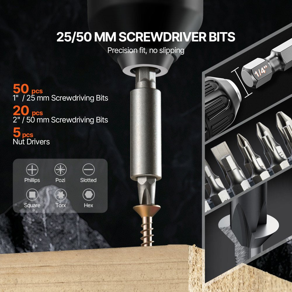 VEVOR Drill Bit Set 101PCS Screwdriver Bit Set with Carrying Case Multi-purpose 