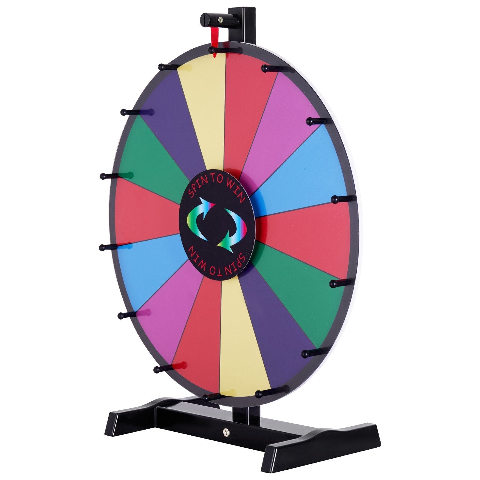 VEVOR 18 inch Spinning Prize Wheel, 14 Slots Tabletop Spinner, Heavy Duty Roulette Wheel with a Dry Erase and 2 Markers, Win Fortune Spin Games in Party Pub Trade Show Carnival 