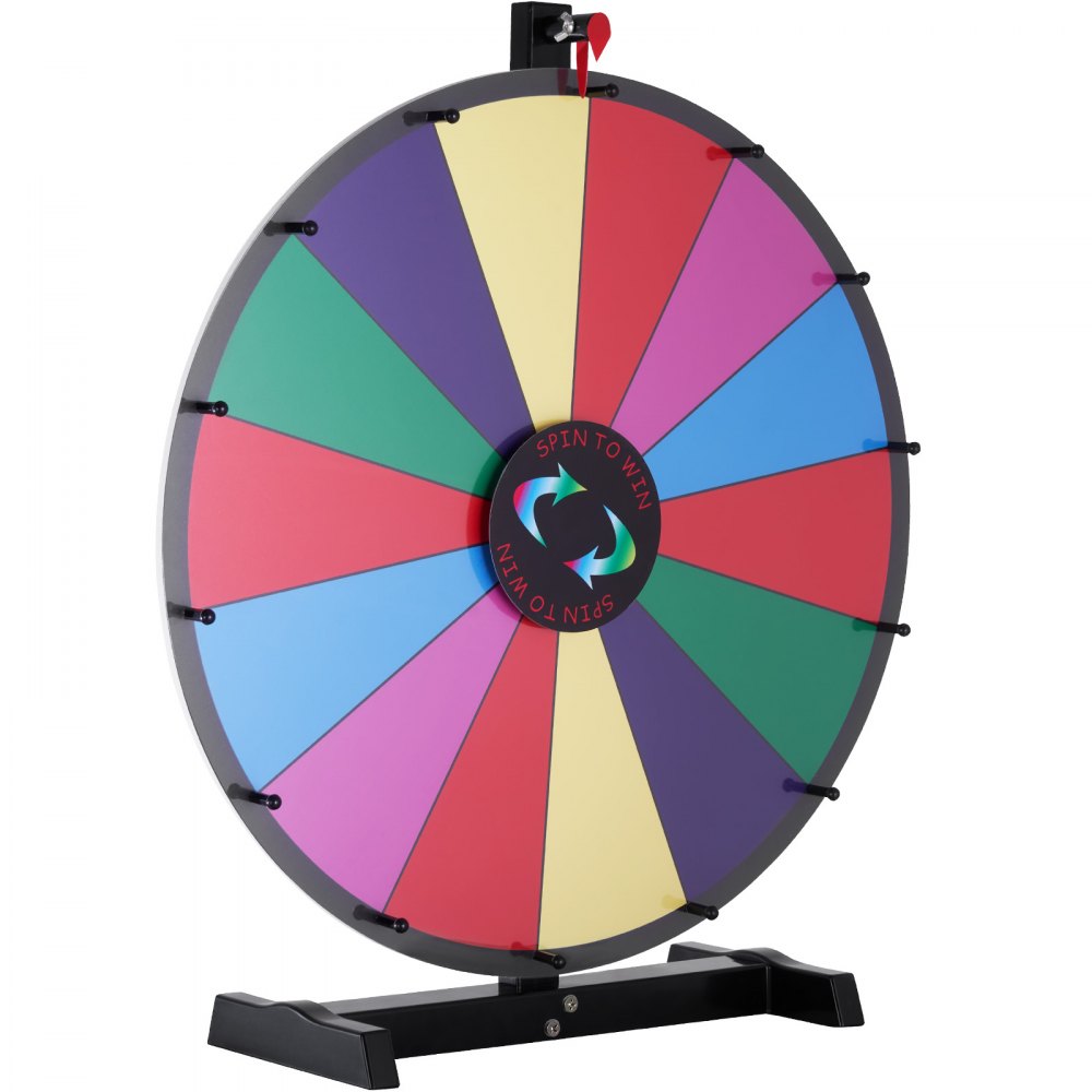 VEVOR 24 inch Spinning Prize Wheel, 14 Slots Tabletop Spinner, Heavy Duty Roulette Wheel with a Dry Erase and 2 Markers, Win Fortune Spin Games in Party Pub Trade Show Carnival 