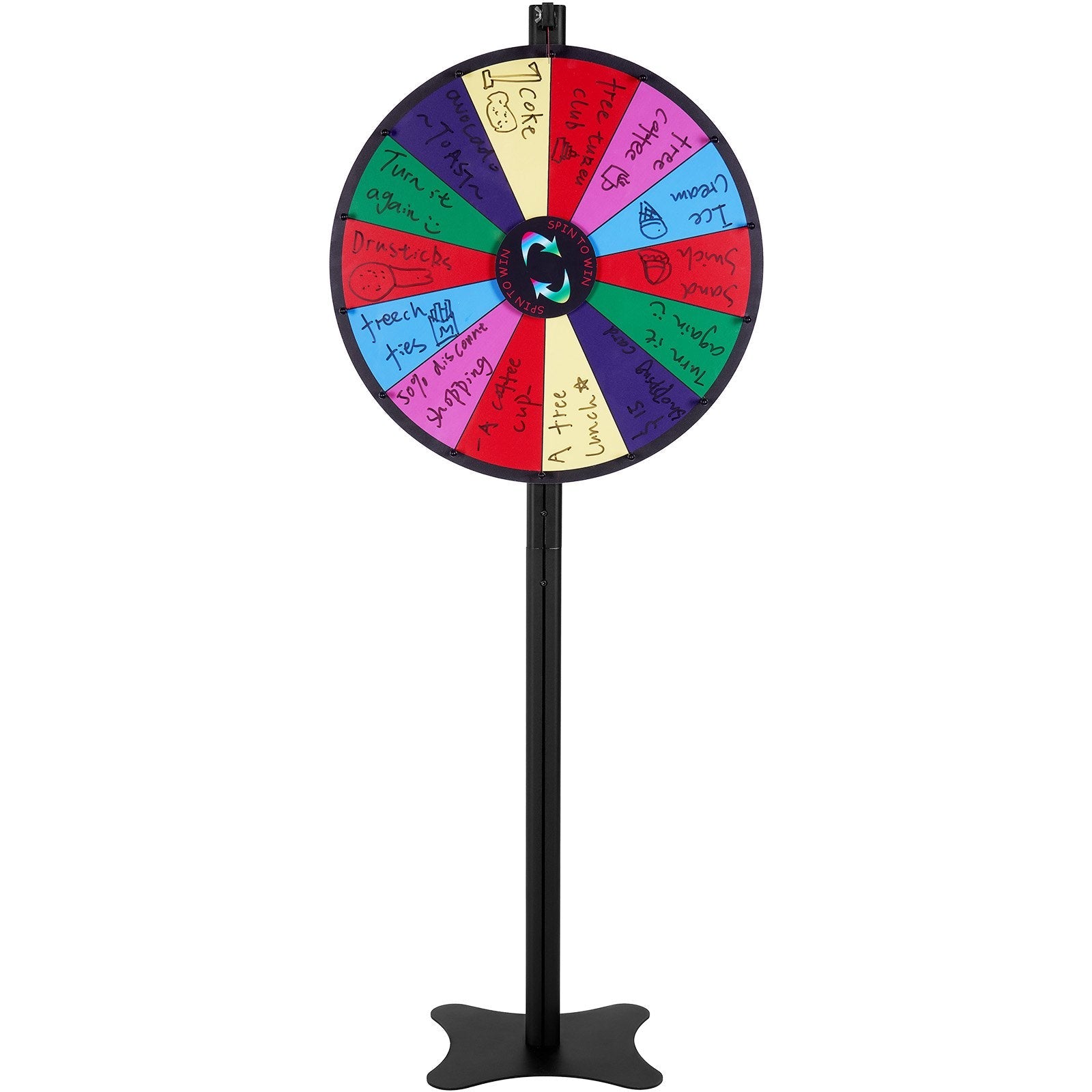 VEVOR 24 inch Spinning Prize Wheel, 14 Slots Spinning Wheel, Roulette Wheel with a Dry Erase and 2 Markers, Tabletop or Floor Standing Win Fortune Spin Games in Party Pub Trade Show Carnival 