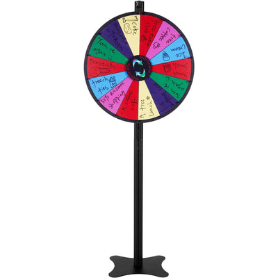 VEVOR 24 inch Spinning Prize Wheel, 14 Slots Spinning Wheel, Roulette Wheel with a Dry Erase and 2 Markers, Tabletop or Floor Standing Win Fortune Spin Games in Party Pub Trade Show Carnival 