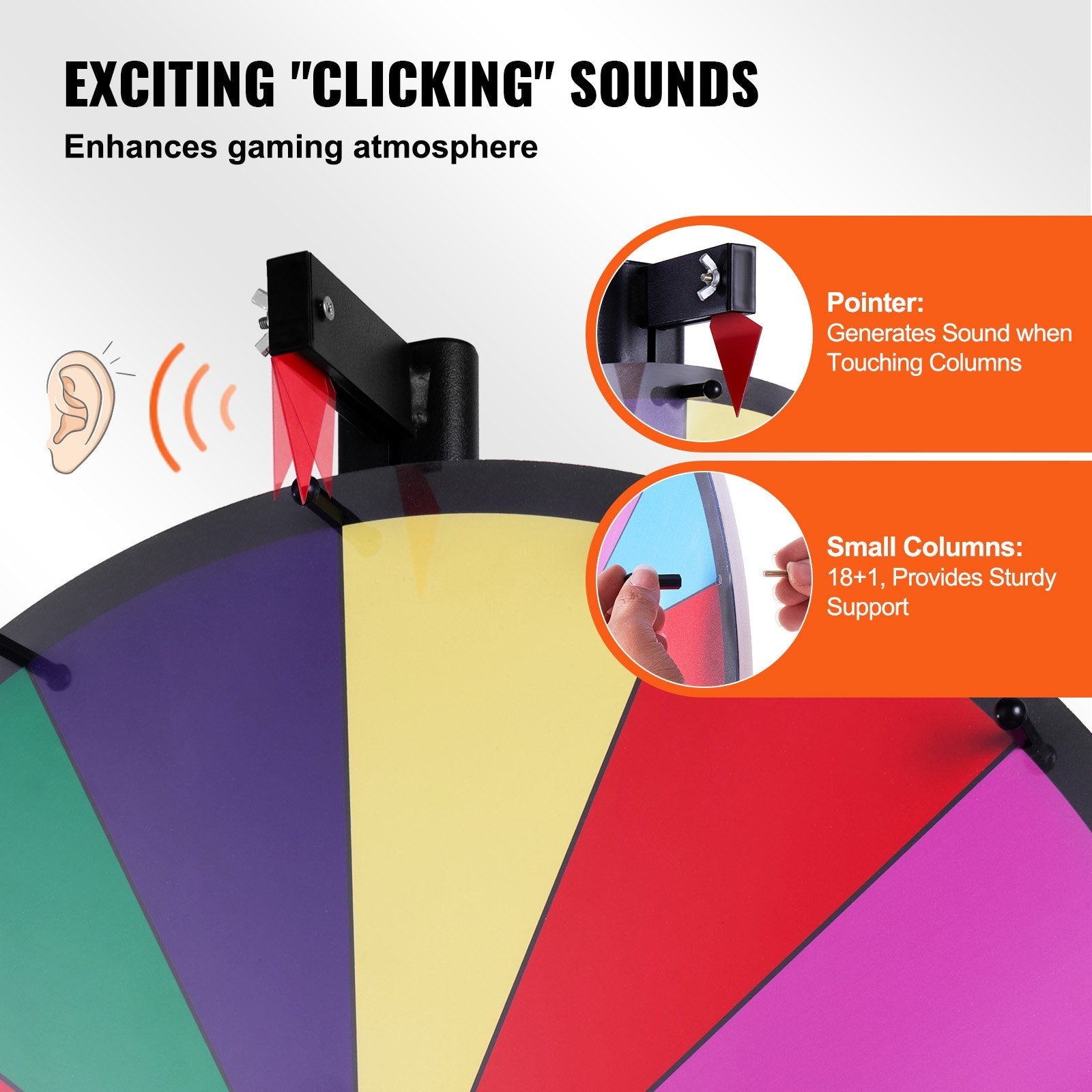 VEVOR 36 inch Spinning Prize Wheel, 18 Slots Spinning Wheel, Roulette Wheel with a Dry Erase and 2 Markers, Tabletop or Floor Standing Win Fortune Spin Games in Party Pub Trade Show Carnival 