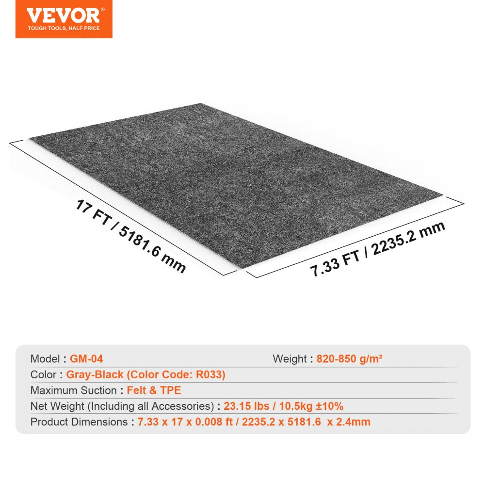 VEVOR Garage Floor Mat, 7.4'x17' Waterproof Protection from Water,Snow, Rain,Mud and Oil for Cars, Non-slip Heavy Duty Containment Mat with TPE Anti-Leak Backing & Easy to Clean & Cuttable 