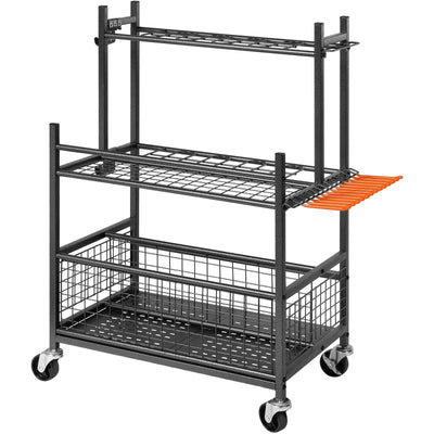 VEVOR Garden Tool Organizer, 16 Slots with Hooks, Yard Tool Tower Rack with Wheels for Garage Organization and Storage, Hold Long-Handled Tool/Rake/Broom, Metal Tool Stand Holder for Shed, Outdoor 