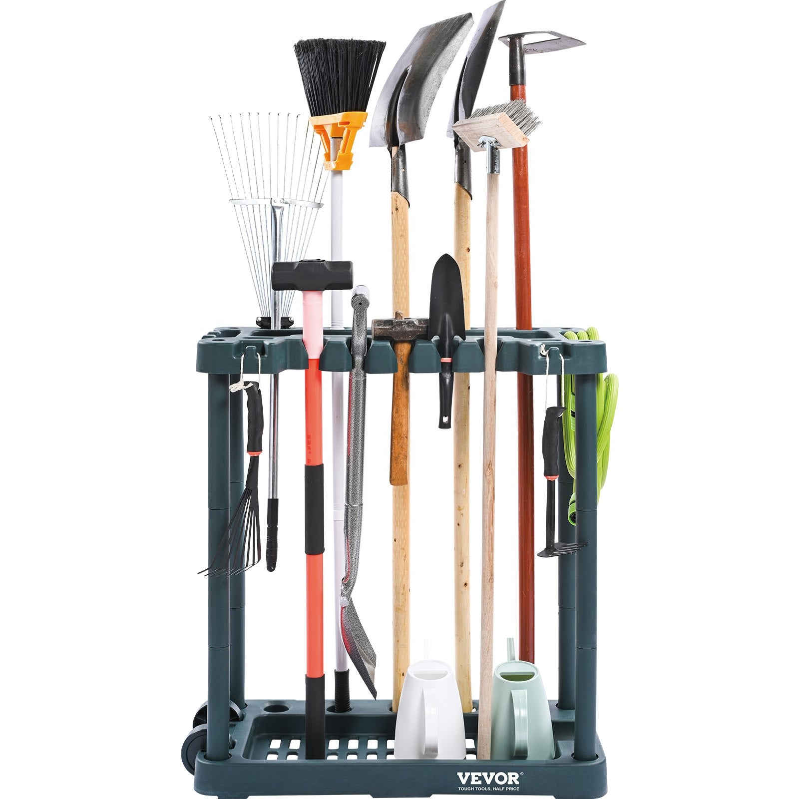 VEVOR Garden Tool Organizer, 10 Slots, Yard Tool Tower Rack for Garage Organization and Storage, Hold Long-Handled Tool/Rake/Broom/Shovel, PP Garden Tool Stand Holder Organizer for Yard, Shed, Outdoor 