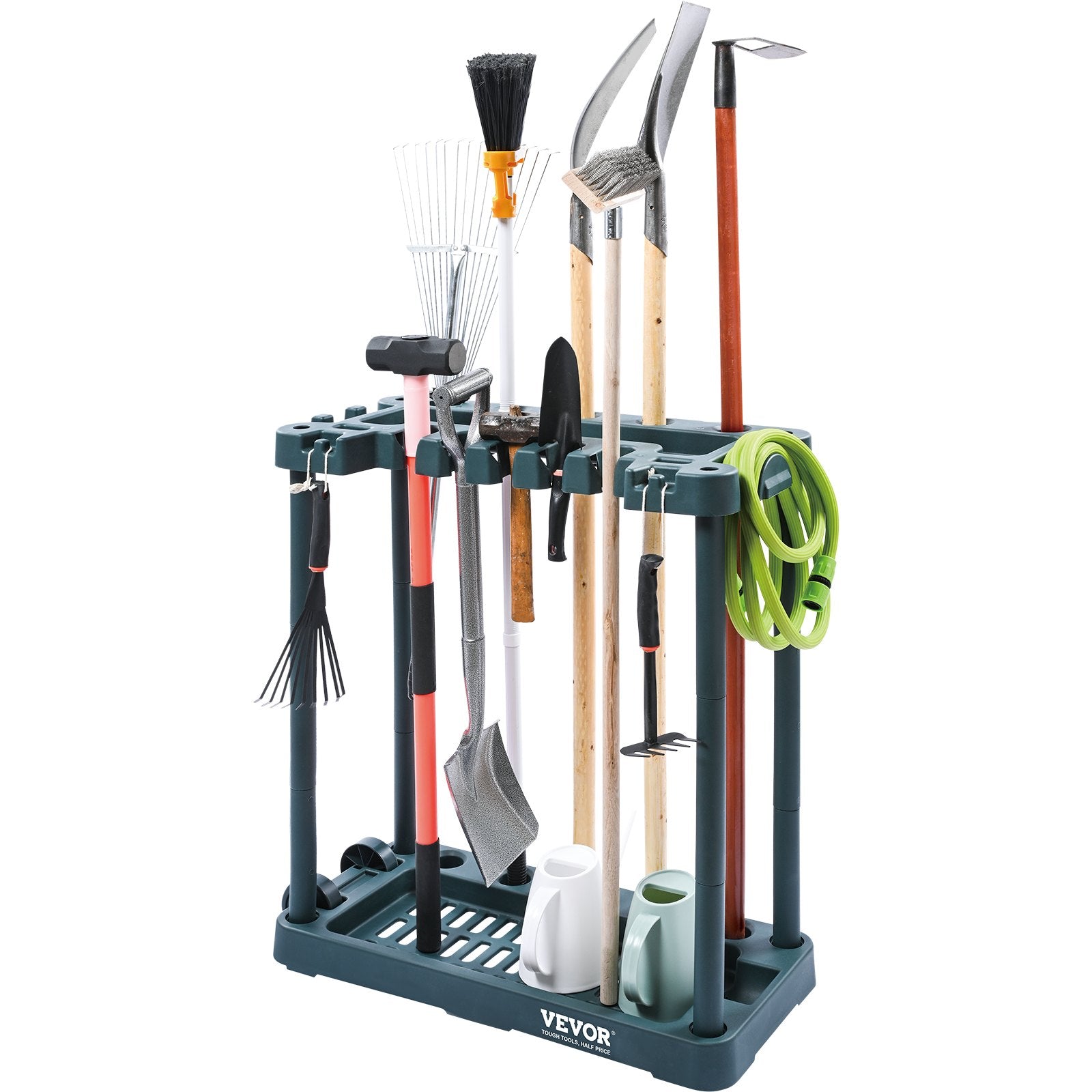 VEVOR Garden Tool Organizer, 10 Slots, Yard Tool Tower Rack for Garage Organization and Storage, Hold Long-Handled Tool/Rake/Broom/Shovel, PP Garden Tool Stand Holder Organizer for Yard, Shed, Outdoor 