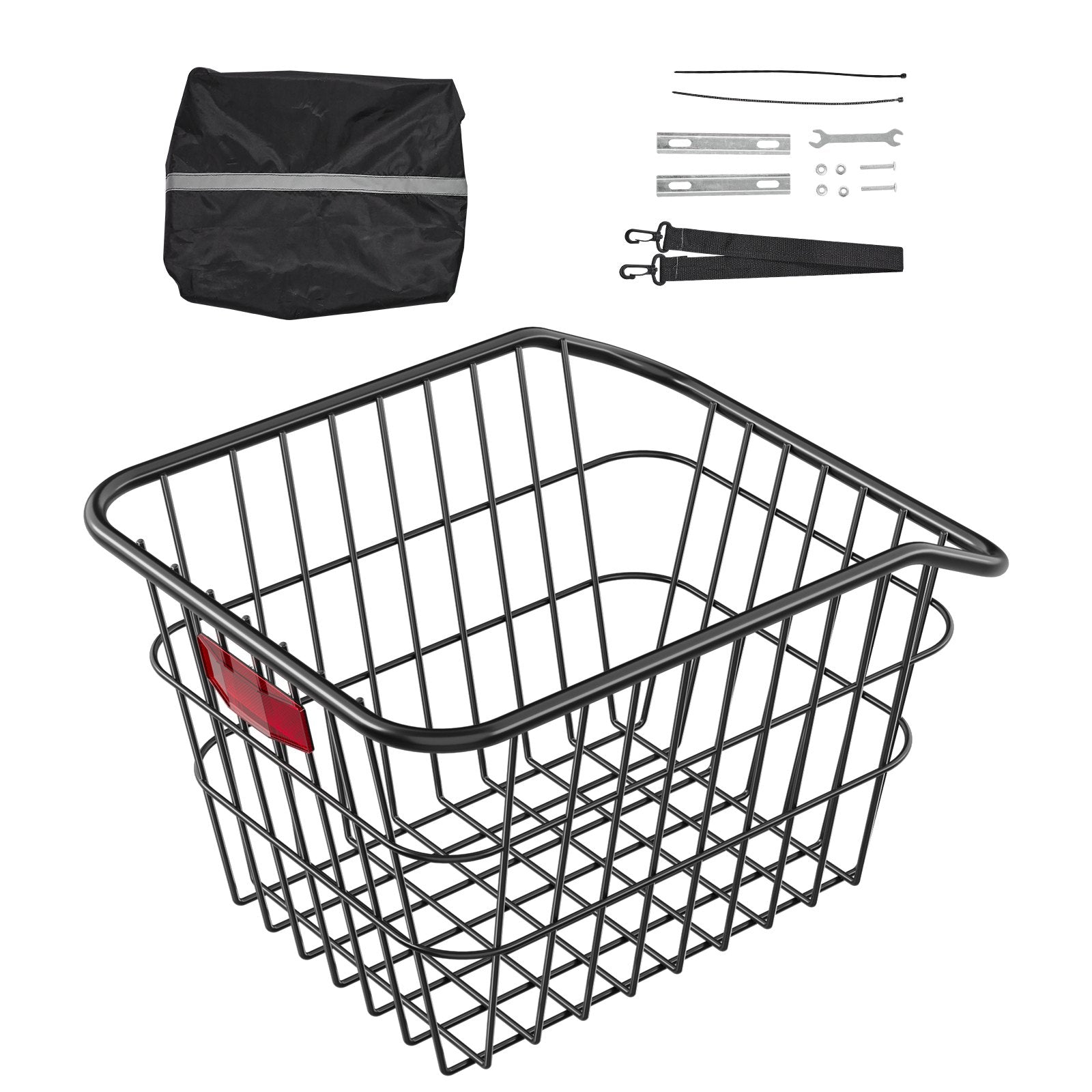 VEVOR Rear Bike Basket Metal Wire Bicycle Basket Reflective Tail Light Cover 