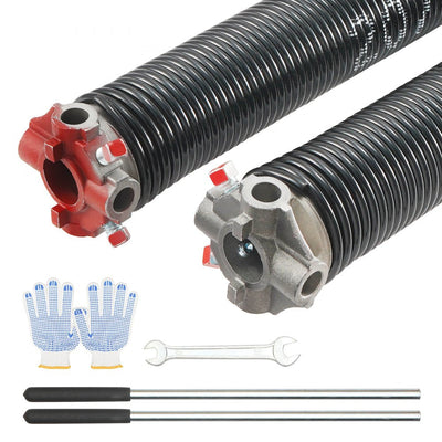 VEVOR Garage Door Torsion Springs, Pair of 0.207 x 2 x 22inch, 16000 Cycles, Garage Door Springs with Non-Slip Winding Bars, Gloves and Mounting Wrench, Electrophoresis Coated for Replacement 