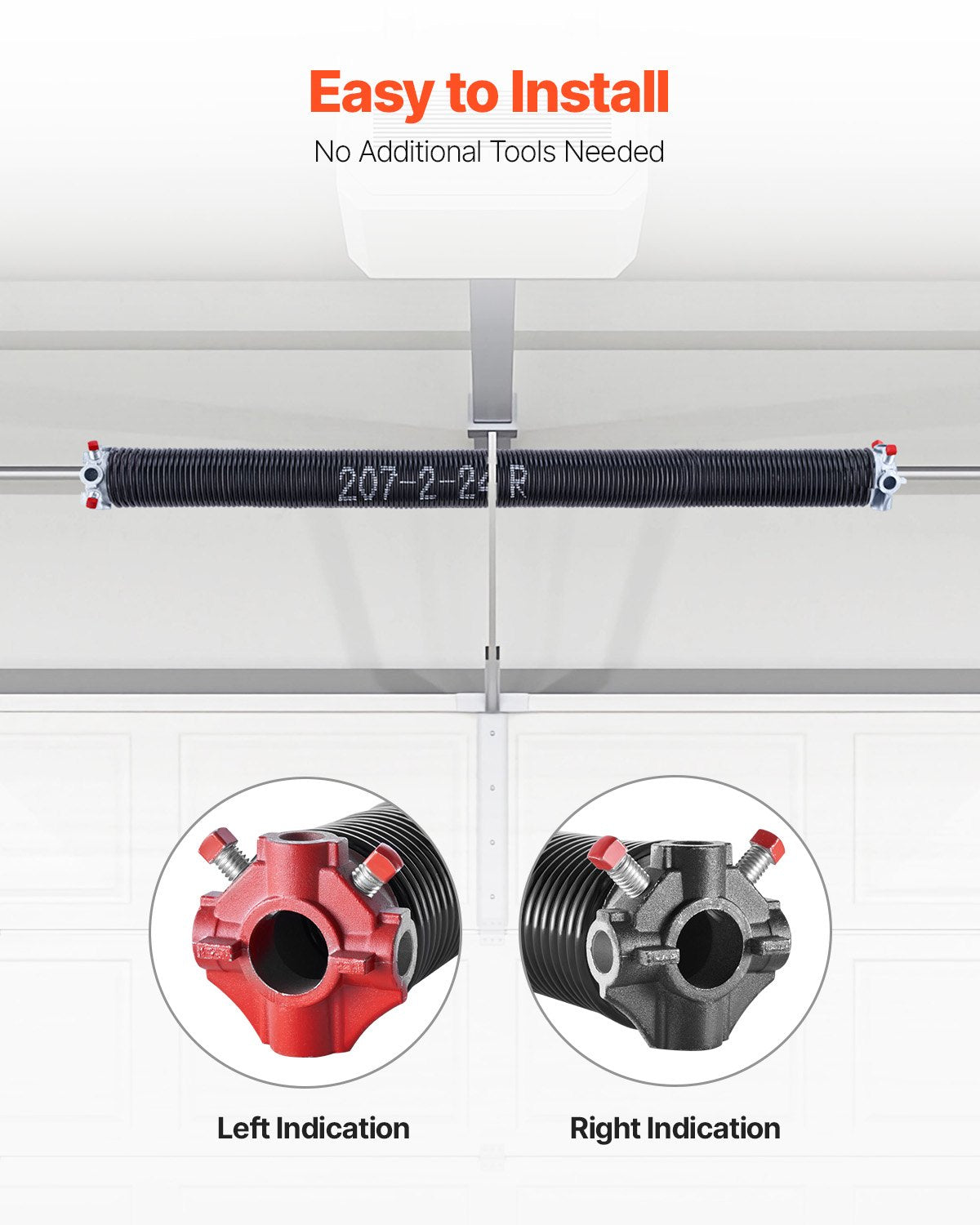 VEVOR Garage Door Torsion Springs Pair of 0.207 x 2 x 24 inch with Winding Bars 