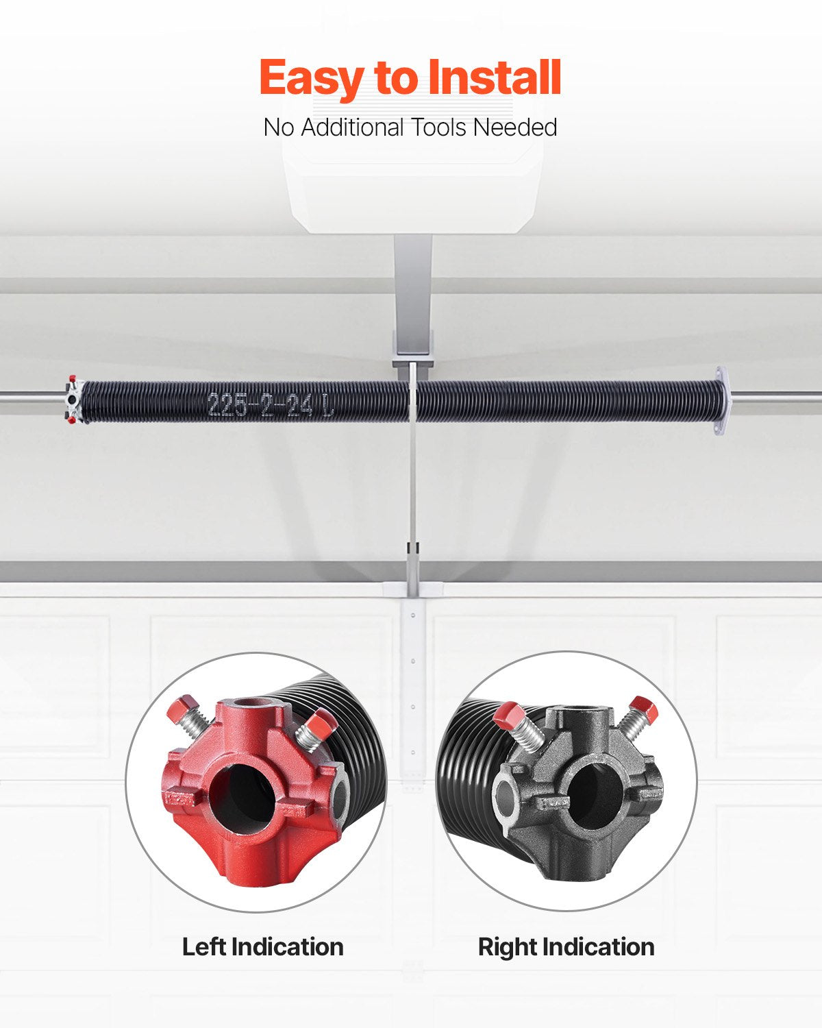 VEVOR Garage Door Torsion Springs Pair of 0.225 x 2 x 24 inch with Winding Bars 