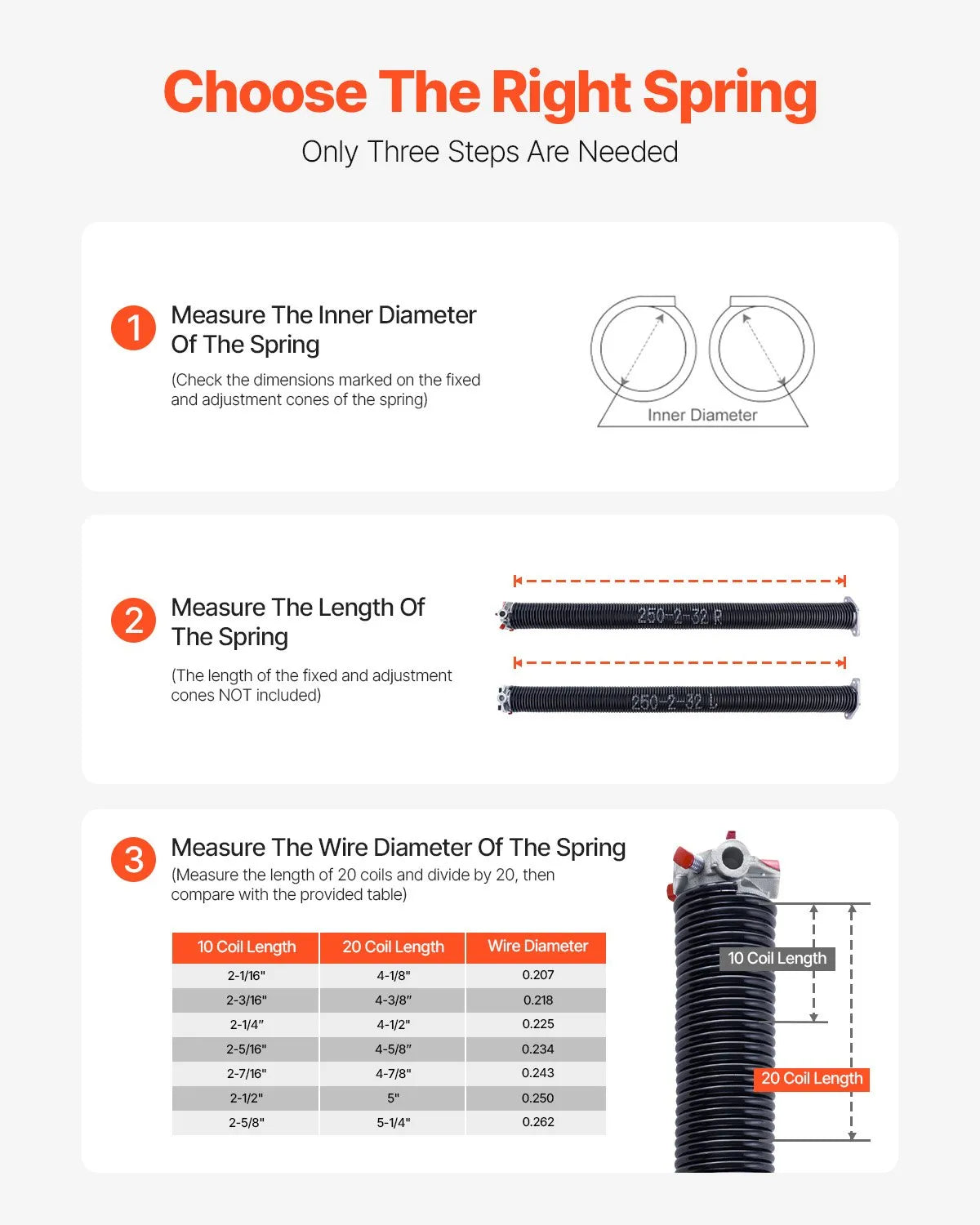 VEVOR Garage Door Torsion Springs Pair of 0.25 x 2 x 32 inch with Winding Bars