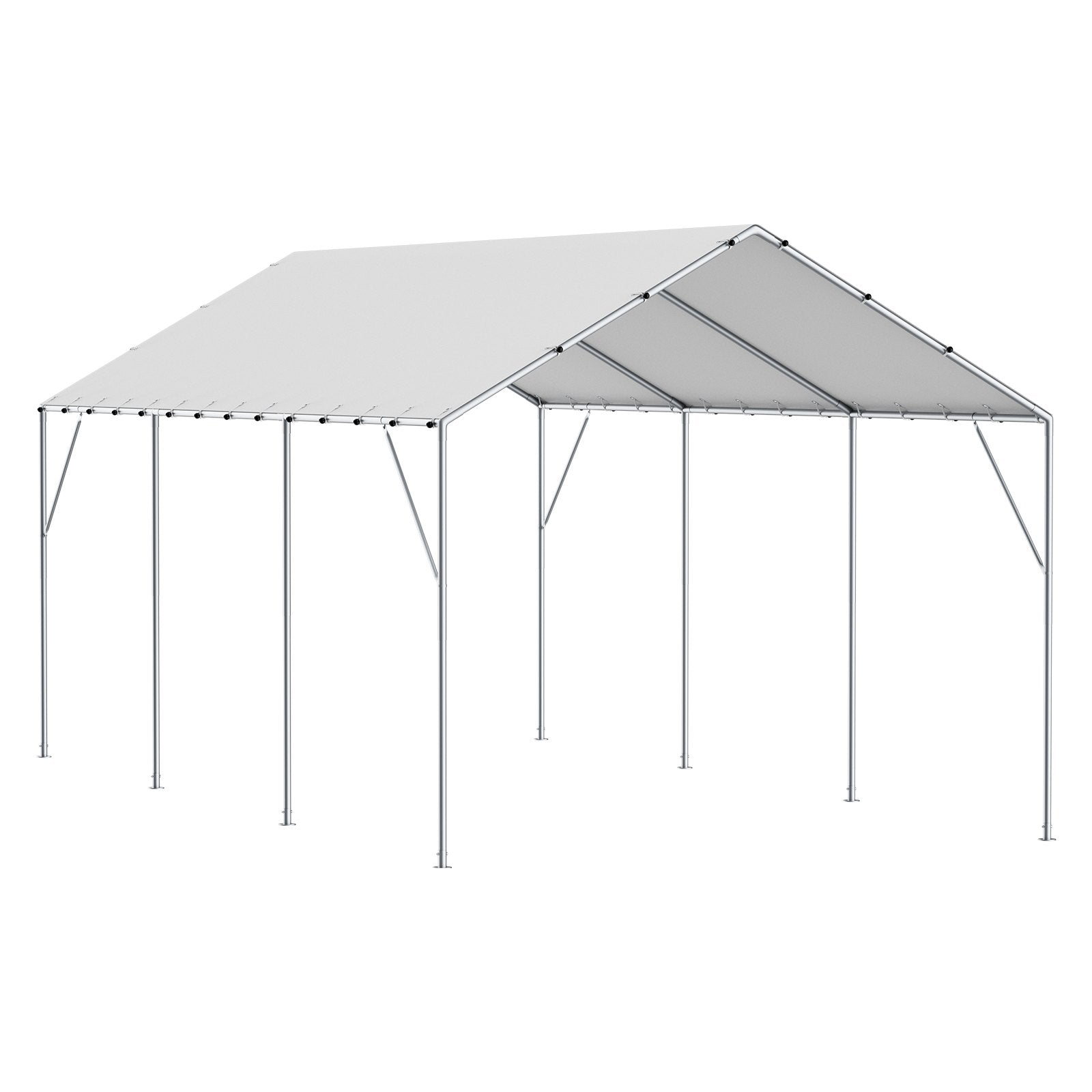 VEVOR 10 x 20 ft Carport Replacement Canopy Cover, Garage Top Tent Shelter Tarp Heavy-Duty Waterproof & UV Protected, Easy Installation with 40 Ball Bungeess (Only Top Cover, Frame Not Include), White 
