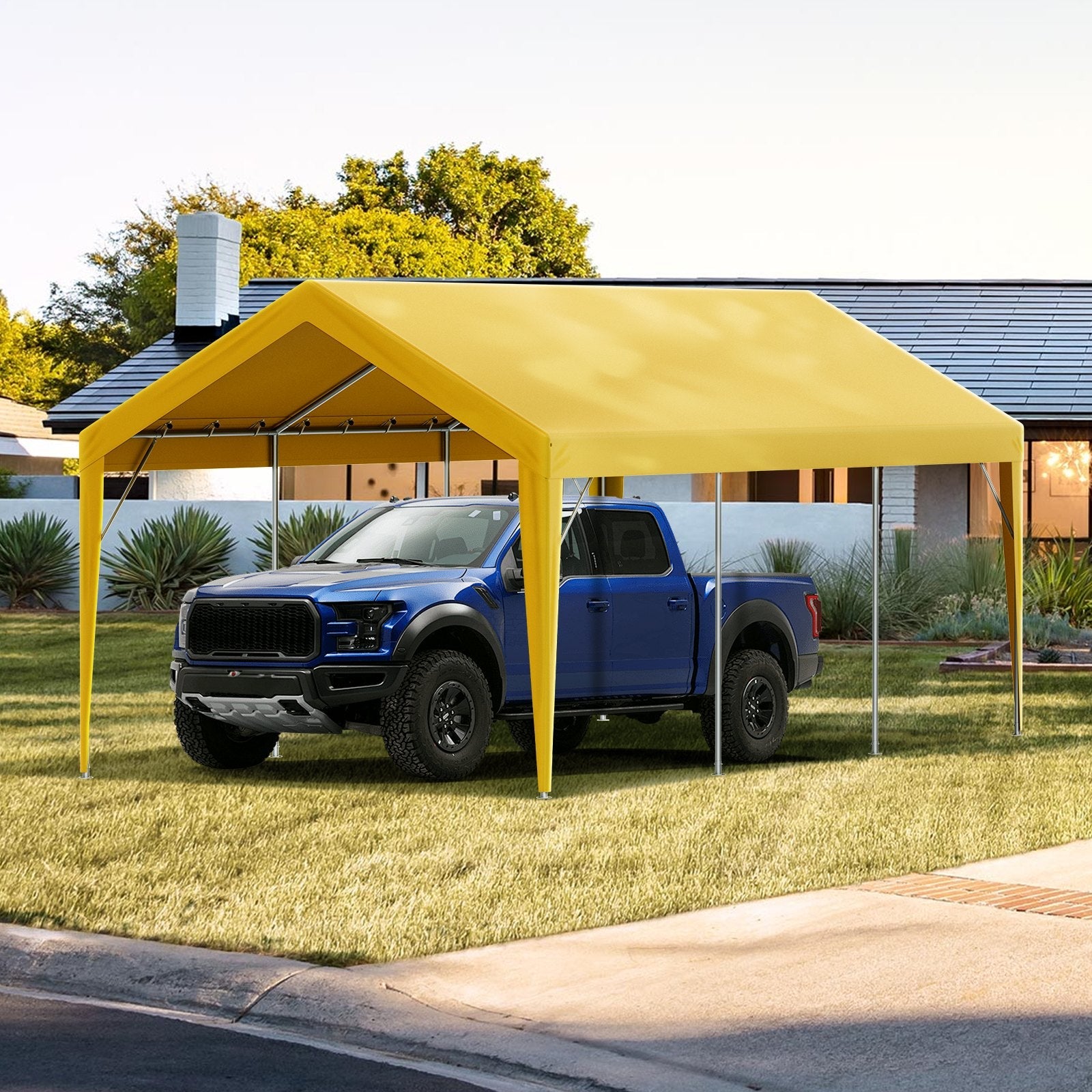 VEVOR Carport Replacement Canopy Cover 10 x 20 ft, Garage Top Tent Shelter Tarp Heavy-Duty Waterproof & UV Protected, Easy Installation with Ball Bungees,Beige (Only Top Cover, Frame Not Include) 
