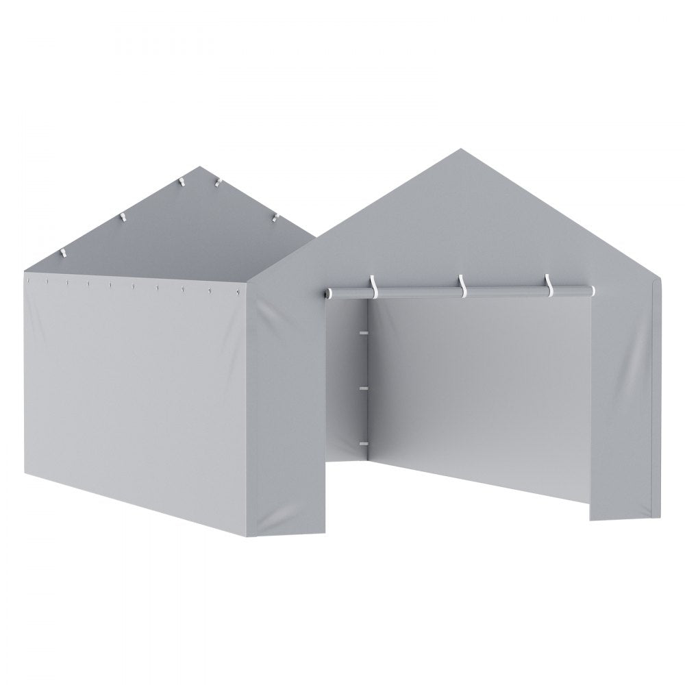 VEVOR Carport Replacement Canopy Cover Side Wall 12 x 20 ft, Garage Tent Shelter Tarp Heavy-Duty Waterproof & UV Protected, Easy Installation with Ball Bungees,Grey (Top and Frame Not Included) 