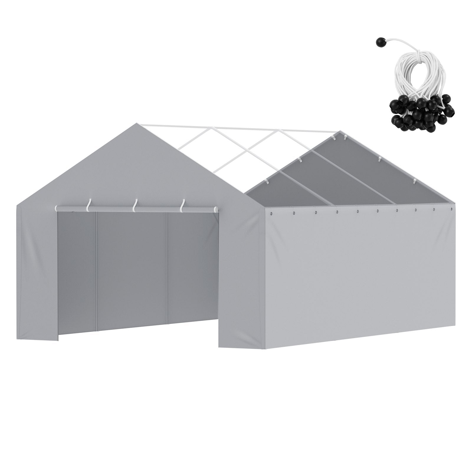 VEVOR Carport Replacement Canopy Cover Side Wall 13 x 20 ft, Garage Tent Shelter Tarp Heavy-Duty Waterproof & UV Protected, Easy Installation with Ball Bungees,Grey (Top and Frame Not Included) 