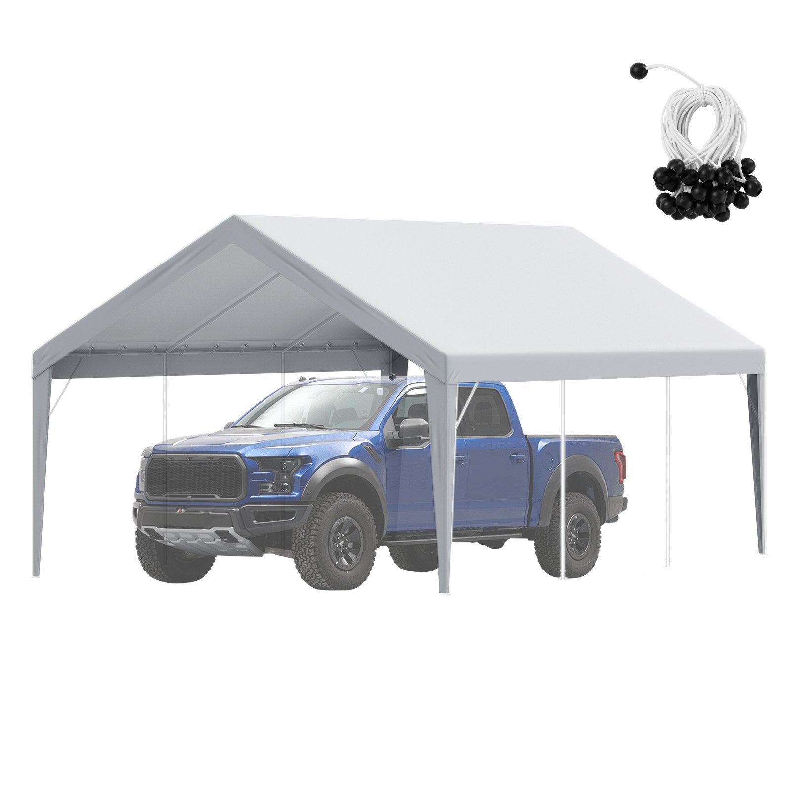 VEVOR Carport Replacement Canopy Cover 13 x 20 ft, Garage Top Tent Shelter Tarp Heavy-Duty Waterproof & UV Protected, Easy Installation with Ball Bungees,Grey (Only Top Cover, Frame Not Include) 