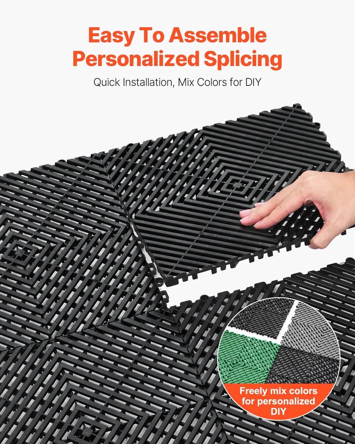 VEVOR Drainage Mat Modular Floor Tile 12” x 12” Interlocking Drainage Cushion