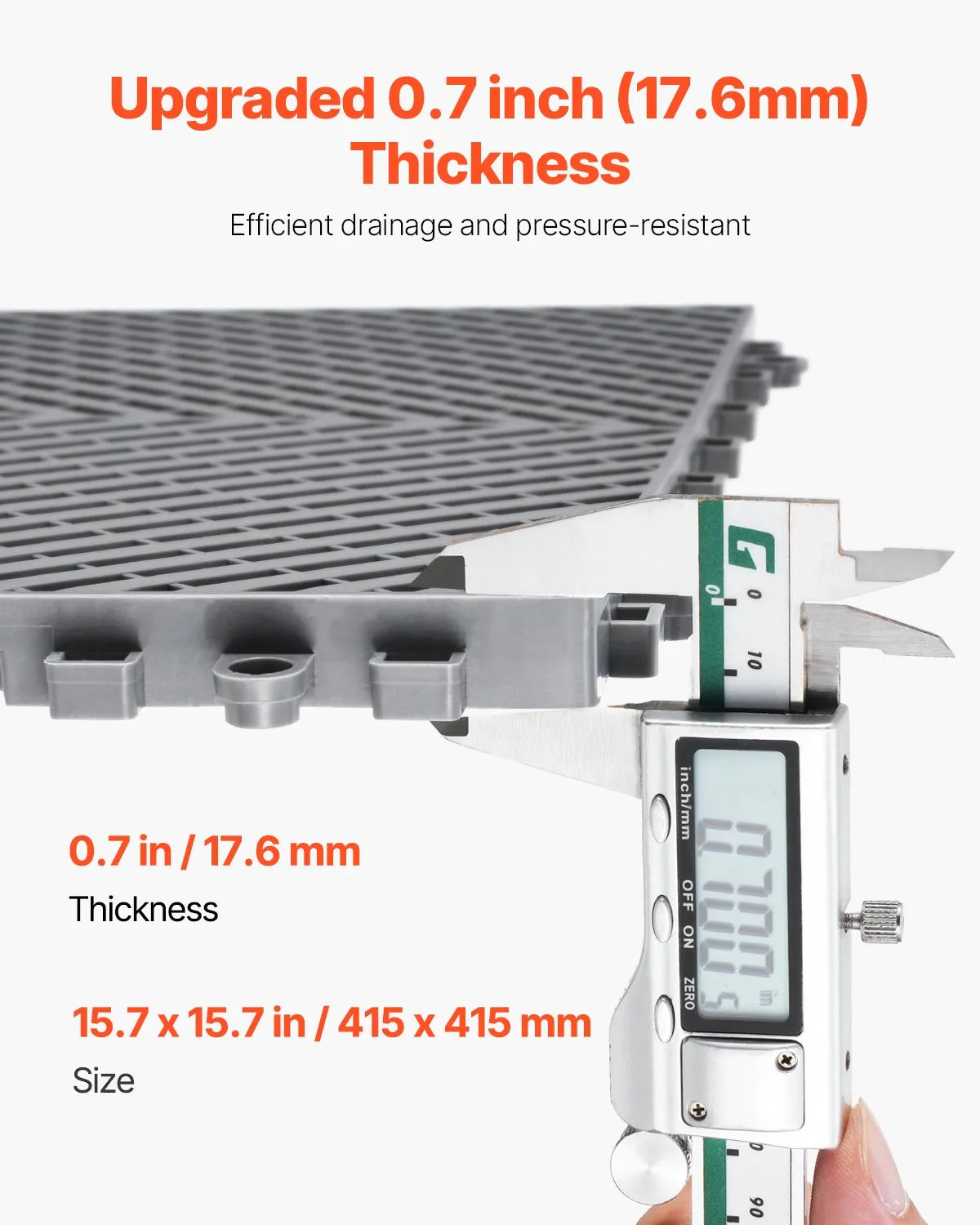 VEVOR Drainage Mat Modular Interlocking Mat 15.7” x 15.7” Drainage Floor Tile