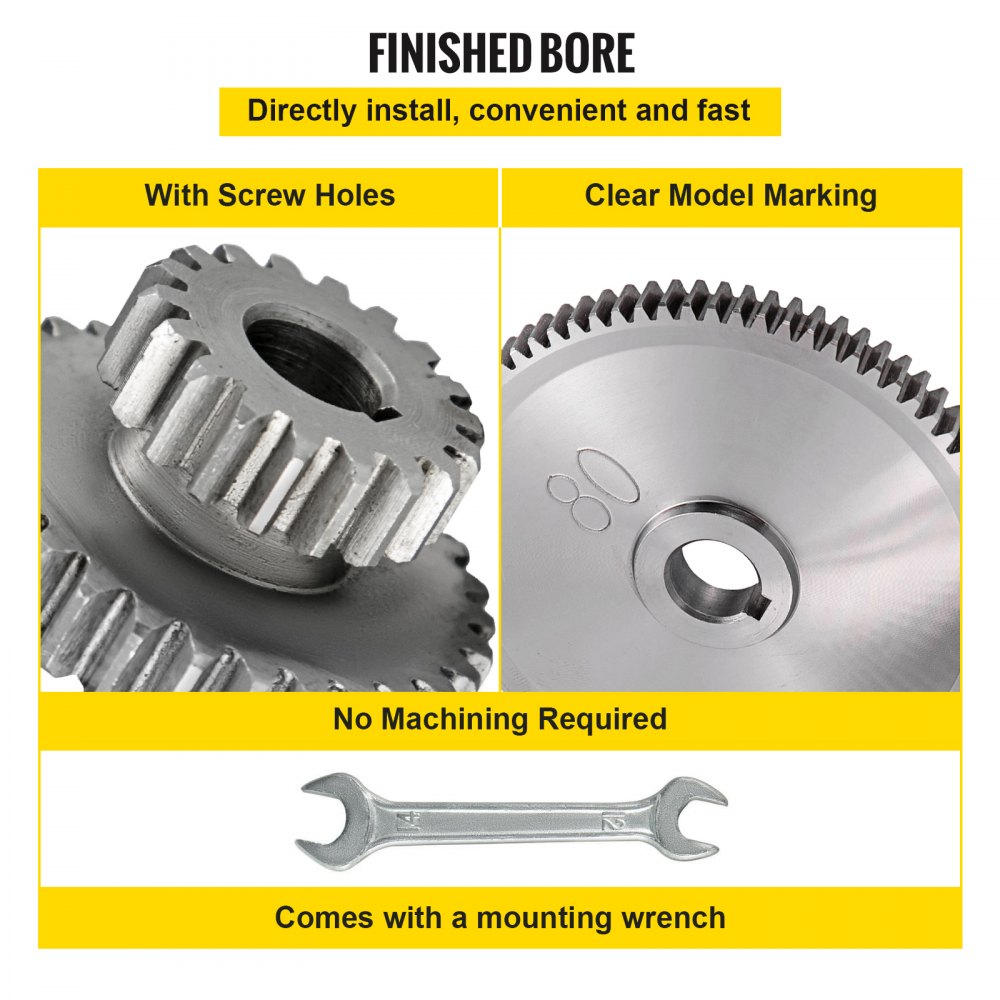 VEVOR 27PCS Metal Lathe Gears, Precise Mini Lathe Replacement Gears including Box Gear Set, Slotless Gears, Metal Motor Gears, Variable Gears, Belt Gear for CJ0618 Mini Lathes & Milling Machines 
