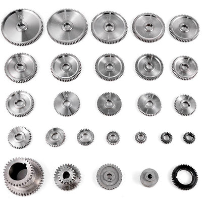 VEVOR 27PCS Metal Lathe Gears, Precise Mini Lathe Replacement Gears including Box Gear Set, Slotless Gears, Metal Motor Gears, Variable Gears, Belt Gear for CJ0618 Mini Lathes & Milling Machines 