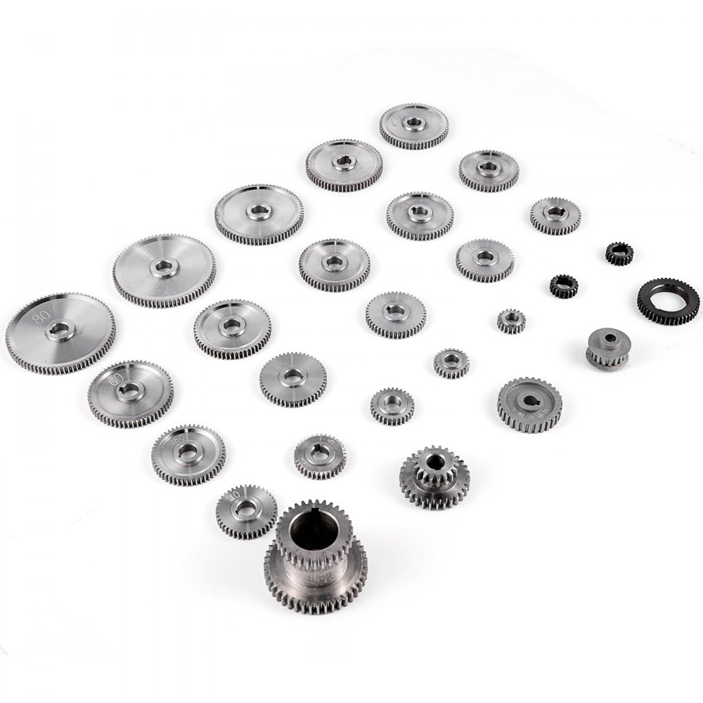 VEVOR 27PCS Metal Lathe Gears, Precise Mini Lathe Replacement Gears including Box Gear Set, Slotless Gears, Metal Motor Gears, Variable Gears, Belt Gear for CJ0618 Mini Lathes & Milling Machines 