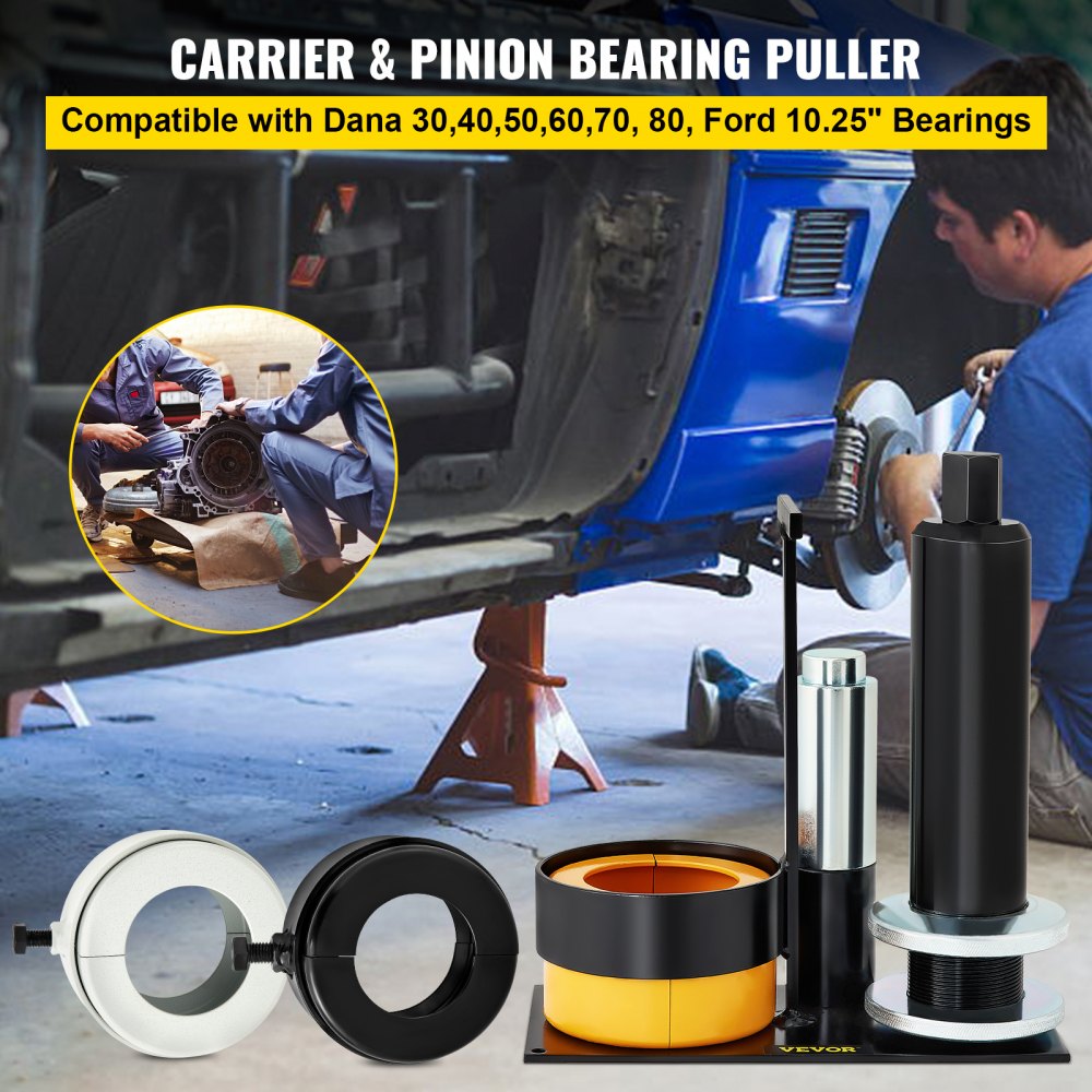 VEVOR Carrier & Pinion Bearing Puller, Compatible with Dana?30,40,50,60,70,?80,?Ford?10.25\"?Bearings, Pinion Puller Tool with 3 Clamshells, 45# Steel Clamshell Bearing Puller for Auto Repair 