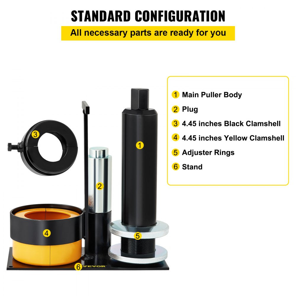 VEVOR Carrier & Pinion Bearing Puller, Compatible with Dana 30, 40, 60, 70, Ford 9" Bearings, Pinion Puller Tool with 2 Clamshells, 45# Steel Clamshell Carrier Bearing Puller for Auto Repair 