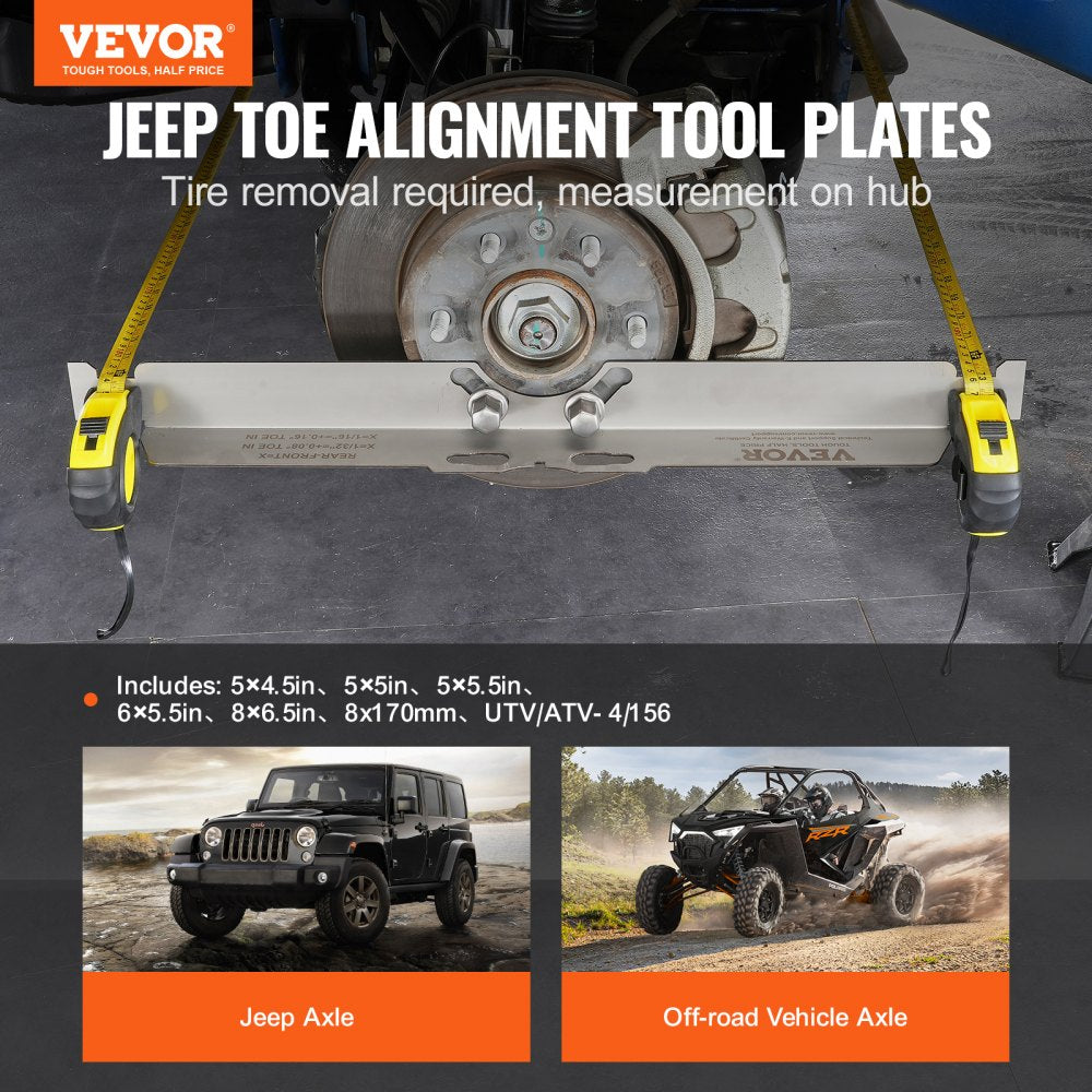VEVOR Wheel Alignment Tool, 2-Pack Toe Alignment Toe Plates, Stainless Steel Wheel Alignment Tool Plate, Toe Angle Accurate Measurement, Includes 2 Measuring Tapes & Conversion Chart 