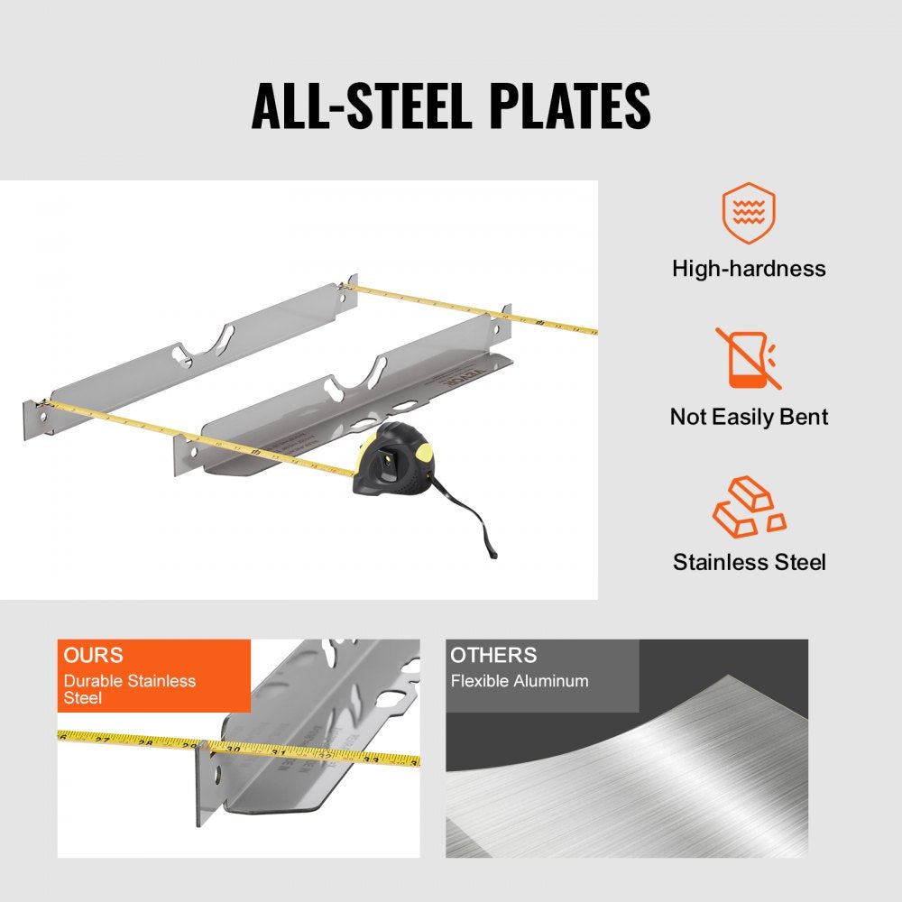 VEVOR Wheel Alignment Tool, 2-Pack Toe Alignment Toe Plates, Stainless Steel Wheel Alignment Tool Plate, Toe Angle Accurate Measurement, Includes 2 Measuring Tapes & Conversion Chart 