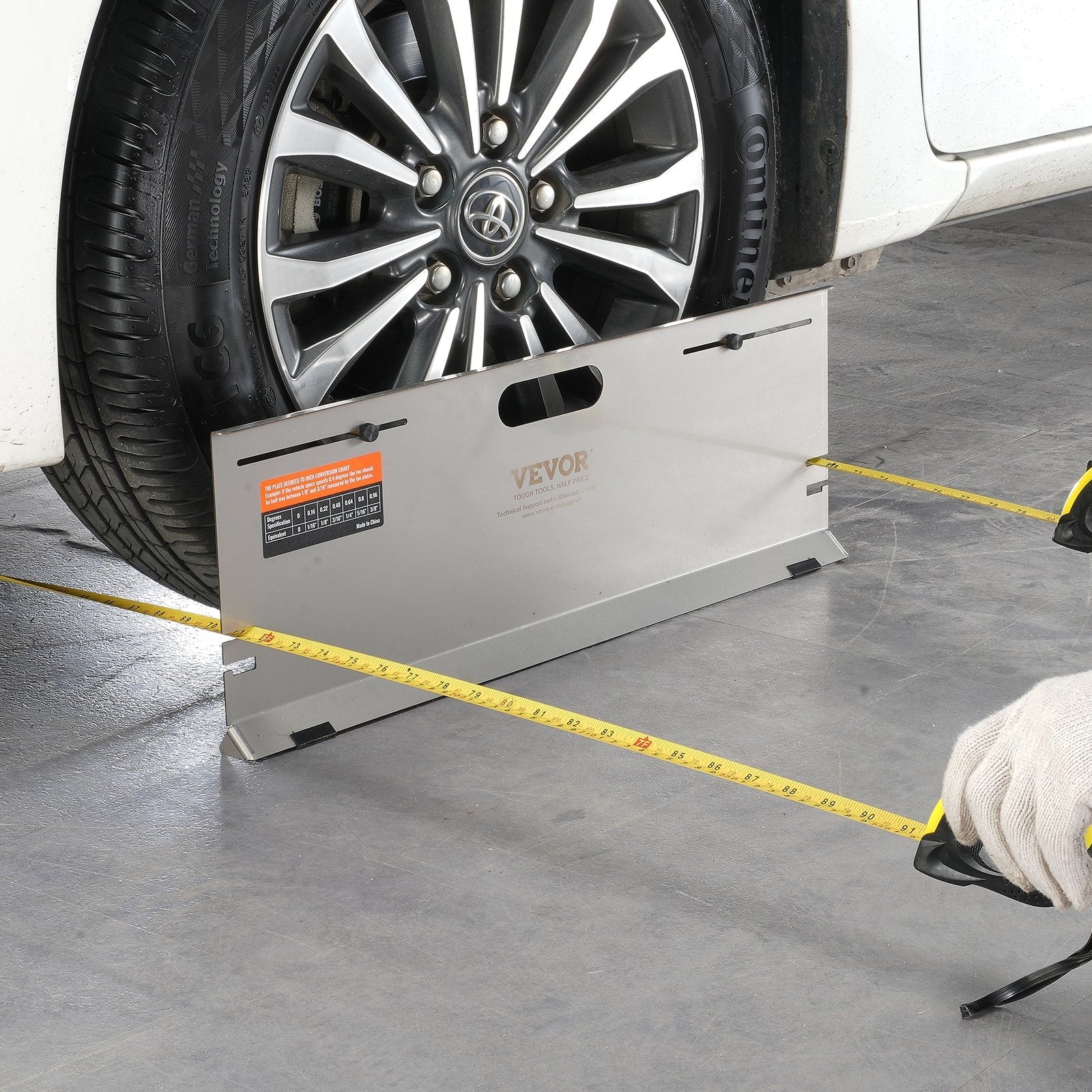 VEVOR Wheel Alignment Tool, 2-Pack Alignment Tool Toe Plates, Stainless Steel Toe Angle Measurement Tool Plate, 4 Alignment Rods and Magnetic Slots, Includes Measuring Tapes & Conversion Chart 