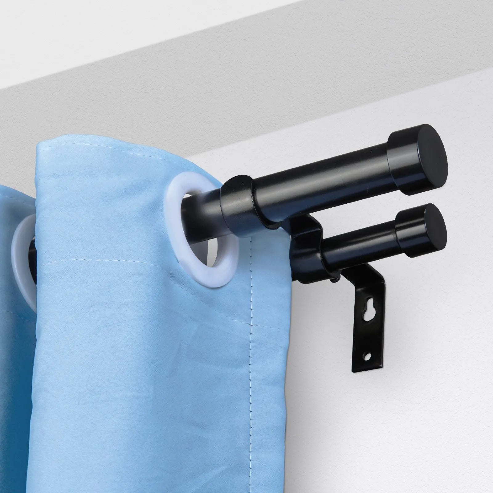 VEVOR Double Rod Curtain Rods, 72-144 inches(6-12ft) Adjustable Length, Black Double Curtain Rods with Cap Finials, 1" and 3/4" Diameter, Double Window Drapery Rod for Sheer and Blackout Curtains