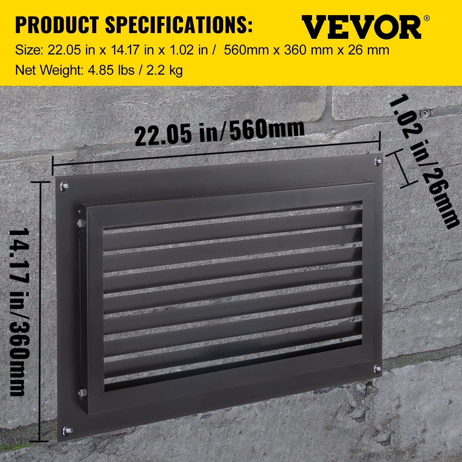 VEVOR Crawl Space Flood Vent Foundation Flood Vent 12"Height x20"Width Wall Vent 