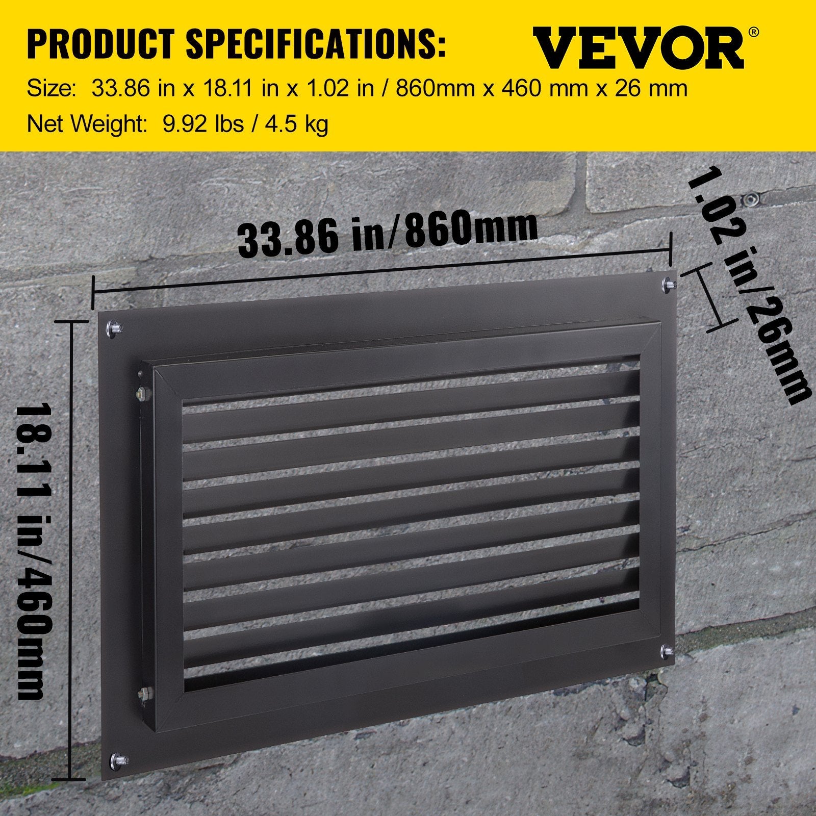 VEVOR Crawl Space Flood Vent Foundation Flood Vent 16"Height x32"Width Wall Vent 