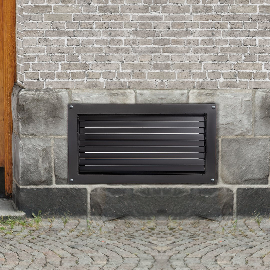 VEVOR Foundation Flood Vent, 8" Height x 16" Width Flood Vent, to Reduce Foundation Damage and Flood Risk, Black, Wall Mounted Flood Vent, for Garages & Full Height Enclosures 