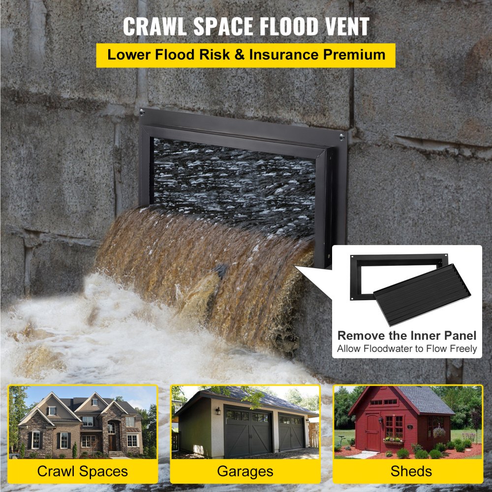 Vevor Crawl Space Flood Vent Foundation Flood Vent 8"height X 16"width Wall Vent 
